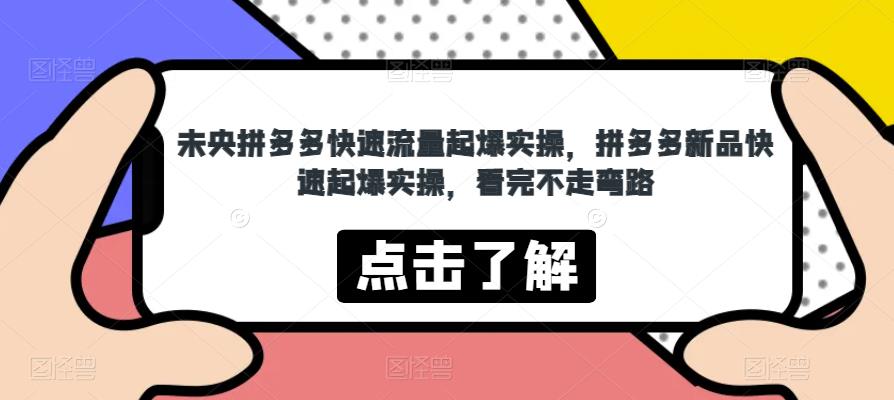 未央拼多多快速流量起爆实操，拼多多新品快速起爆实操，看完不走弯路-学习资源库