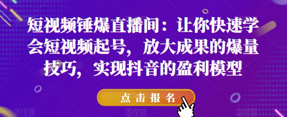 短视频锤爆直播间：让你快速学会短视频起号，放大成果的爆量技巧，实现抖音的盈利模型-学习资源库