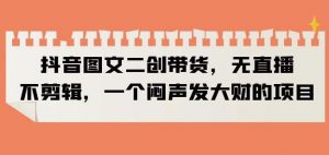 抖音图文二创带货,无直播,不剪辑,一个闷声发大财的项目【揭秘】-学习资源库