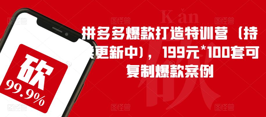 拼多多爆款打造特训营（持续更新中)，199元*100套可复制爆款案例-学习资源库