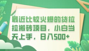 最近比较火爆的货拉拉搬砖项目,小白当天上手,日入500+【揭秘】-学习资源库