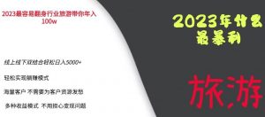 2023年最暴力项目,旅游业带你年入100万,线上线下双结合轻松日入5000+【揭秘】-学习资源库