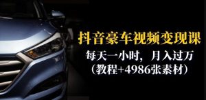 抖音豪车视频变现分享课：每天一小时，月入过万（教程+4986张素材）-学习资源库