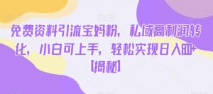 免费资料引流宝妈粉,私域高利润转化,小白可上手,轻松实现日入600+【揭秘】-学习资源库