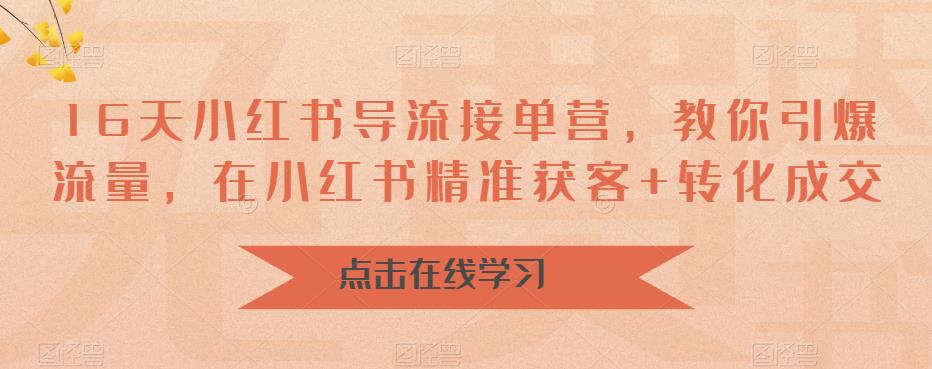 16天小红书导流接单营，教你引爆流量，在小红书精准获客+转化成交-学习资源库