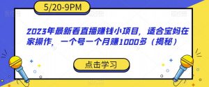 2023年最新看直播赚钱小项目，适合宝妈在家操作，一个号一个月赚1000多（揭秘）-学习资源库