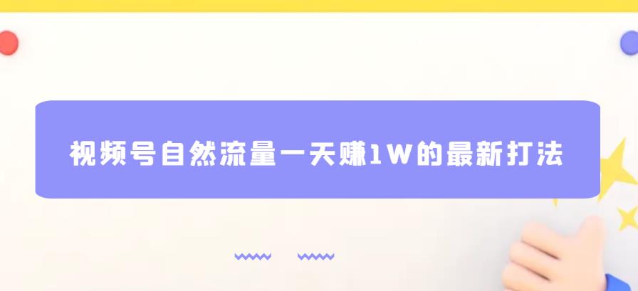 视频号自然流量一天赚1W的最新打法，基本0投资【揭秘】-学习资源库