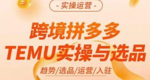 伍跃·跨境拼多多TEMU实操与选品,趋势/选品/运营/入住(27节完整)-学习资源库