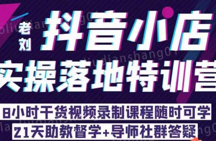 老刘·抖店商品卡流量，​抖音小店实操落地特训营，8小时干货视频录制课程随时可学-学习资源库