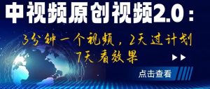 中视频原创视频2.0:3分钟一个视频,2天过计划,7天看效果【揭秘】-学习资源库