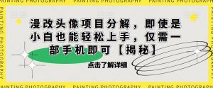 漫改头像项目分解，即使是小白也能轻松上手，仅需一部手机即可【揭秘】-学习资源库