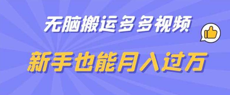 无脑搬运多多视频，新手也能月入过万【揭秘】-学习资源库