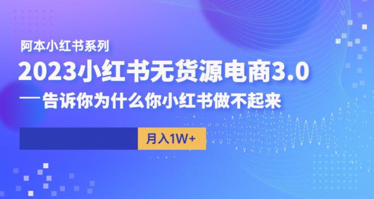 阿本小红书无货源电商3.0，告诉你为什么你小红书做不起来-学习资源库