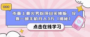 市面上最火男粉项目实操版,仅靠一部手机月入3万【揭秘】-学习资源库