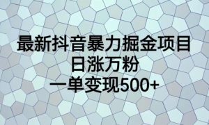 最新抖音暴力掘金项目,日涨万粉,一单变现500+【揭秘】-学习资源库