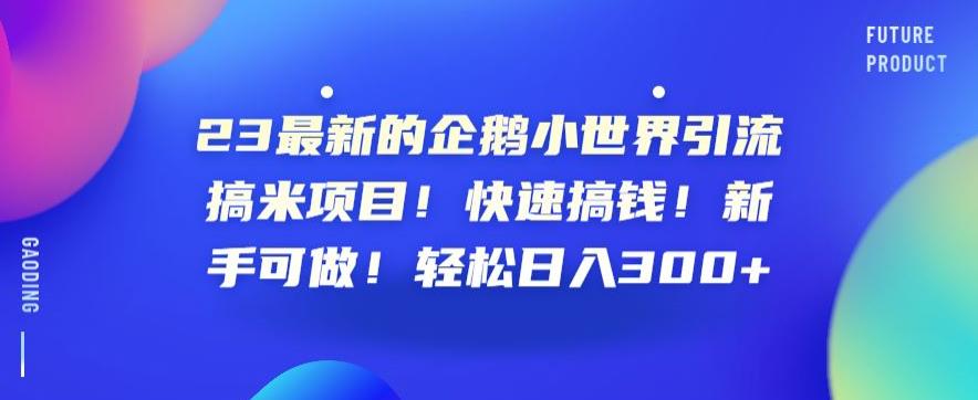 23最新的企鹅小世界引流搞米项目！快速搞钱！新手可做！轻松日入300+【揭秘】-学习资源库