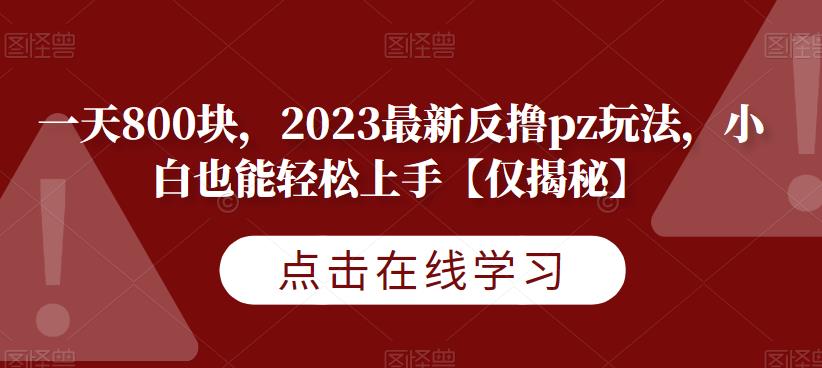 一天800块，2023最新反撸pz玩法，小白也能轻松上手【仅揭秘】-学习资源库