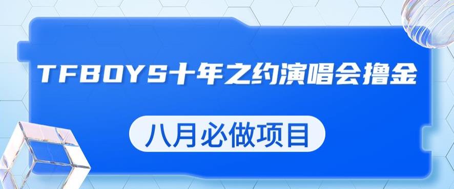 最新蓝海项目，靠最近非常火的TFBOYS十年之约演唱会流量掘金，八月必做的项目【揭秘】-学习资源库