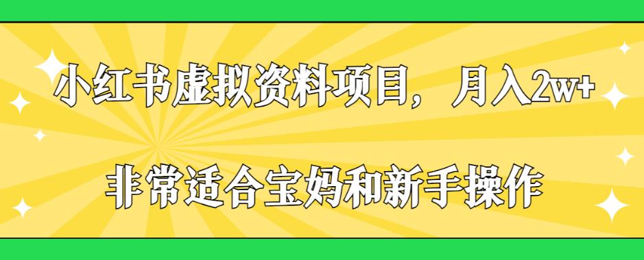 小红书虚拟资料项目，月入2w+，非常适合宝妈和新手操作【揭秘】-学习资源库
