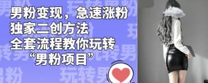 男粉变现,急速涨粉独家二创方法,全套流程教你玩转“男粉项目”【揭秘】-学习资源库