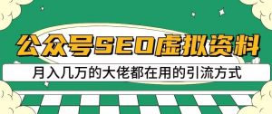 公众号SEO虚拟资料,操作简单,日入500+,可批量操作【揭秘】-学习资源库