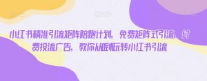 小红书精准引流矩阵陪跑计划,免费矩阵式引流,付费投流广告,教你从0到1玩转小红书引流-学习资源库