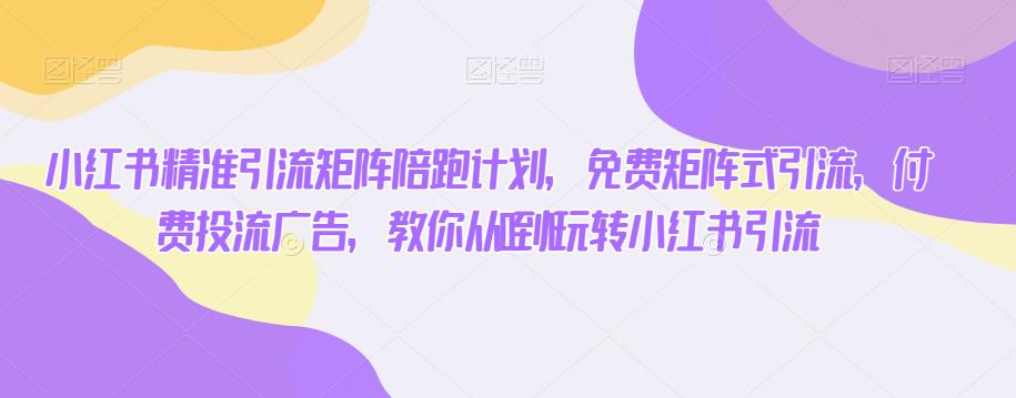 小红书精准引流矩阵陪跑计划，免费矩阵式引流，付费投流广告，教你从0到1玩转小红书引流-学习资源库