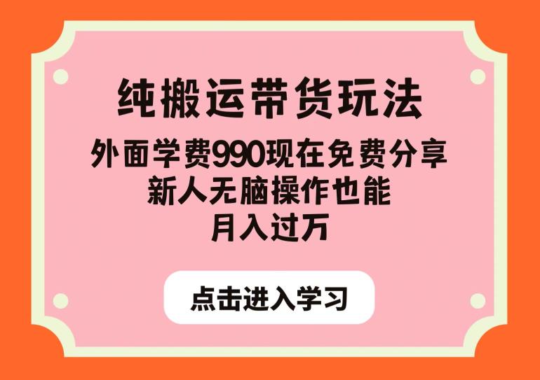纯搬运带货玩法，外面学费990现在免费分享，新人无脑操作也能月入过万【揭秘】-学习资源库