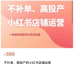 不补单、高投产的小红书店铺运营,一张身份证就可以开店注册-学习资源库