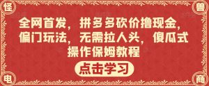 全网首发,拼多多砍价撸现金,偏门玩法,无需拉人头,傻瓜式操作保姆教程【揭秘】-学习资源库