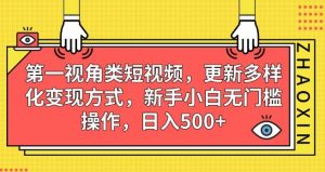 第一视角类短视频,更新多样化变现方式,新手小白无门槛操作,日入500+【揭秘】-学习资源库