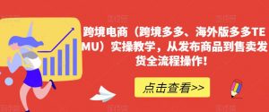 跨境电商(跨境多多、海外版多多TEMU)实操教学,从发布商品到售卖发货全流程操作!-学习资源库