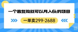一单卖299-2688,一个靠复购就可以月入6k的暴利项目【揭秘】-学习资源库