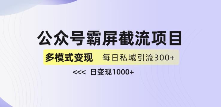 公众号霸屏截流项目+私域多渠道变现玩法，全网首发，日入1000+【揭秘】-学习资源库