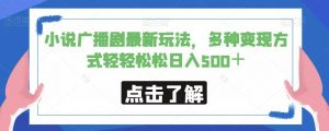 小说广播剧最新玩法,多种变现方式轻轻松松日入500+【揭秘】-学习资源库