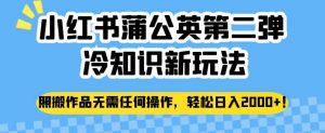 小红书蒲公英第二弹冷知识新玩法,照搬作品无需任何操作,轻松日入2000+【揭秘】-学习资源库