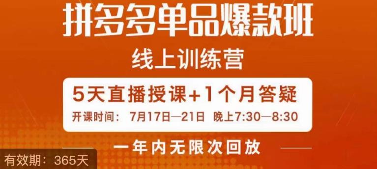 钟辰·拼多多单品爆款班，一个拼多多超级爆款养一个团队-学习资源库