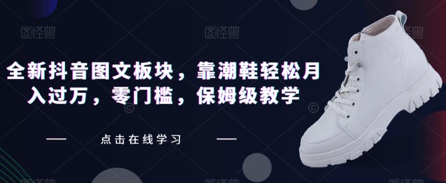 全新抖音图文板块，靠潮鞋轻松月入过万，零门槛，保姆级教学【揭秘】-学习资源库