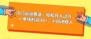 冷门运动赛道,轻松月入过万,一单纯利润30+,小白闭眼入【揭秘】-学习资源库