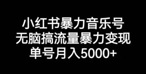 小红书暴力音乐号，无脑搞流量暴力变现，单号月入5000+-学习资源库