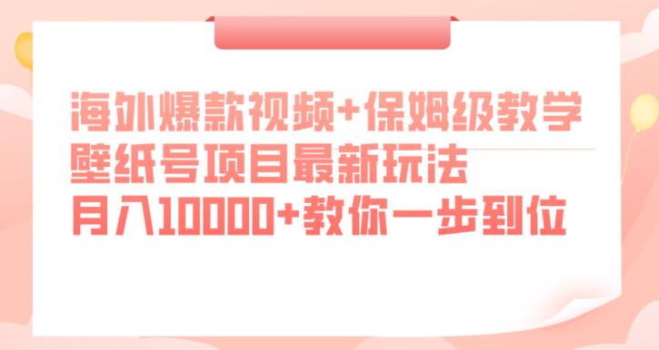 海外爆款视频+保姆级教学，壁纸号项目最新玩法，月入10000+教你一步到位【揭秘】-学习资源库