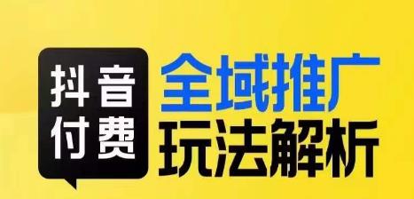 抖音付费全域推广玩法解析，抓住平台红利，小付费撬动大流量-学习资源库