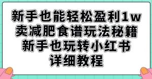 新手也能轻松盈利1w,卖减肥食谱玩法秘籍,新手也玩转小红书详细教程【揭秘】-学习资源库