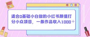 适合0基础小白做的小红书颜值打分小众项目,一条作品收入1000+【揭秘】-学习资源库