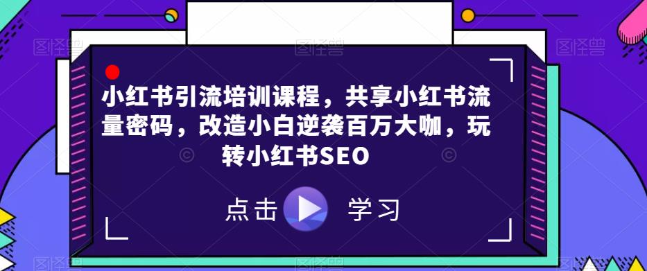 小红书引流培训课程，共享小红书流量密码，改造小白逆袭百万大咖，玩转小红书SEO-学习资源库