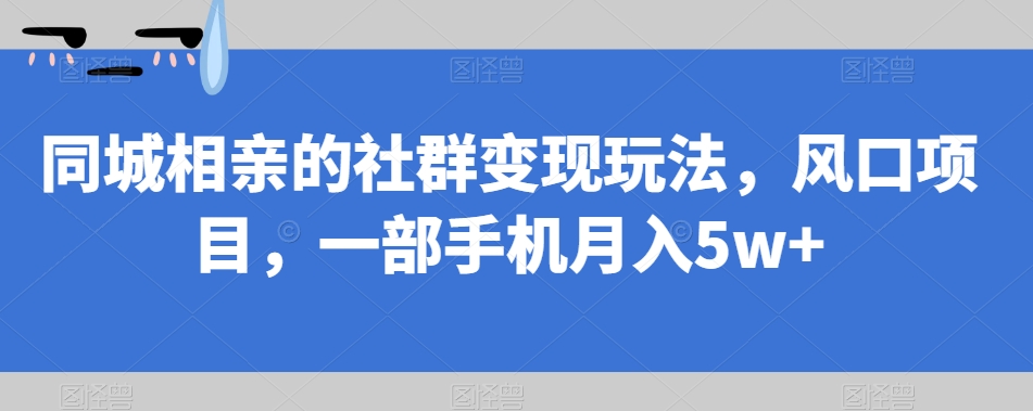 同城相亲的社群变现玩法，风口项目，一部手机月入5w+【揭秘】-学习资源库