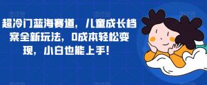 超冷门蓝海赛道,儿童成长档案全新玩法,0成本轻松变现,小白也能上手【揭秘】-学习资源库