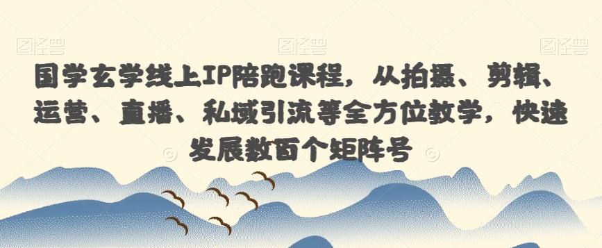 国学玄学线上IP陪跑课程，从拍摄、剪辑、运营、直播、私域引流等全方位教学，快速发展数百个矩阵号-学习资源库