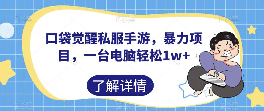 口袋觉醒私服手游，暴力项目，一台电脑轻松1w+【揭秘】-学习资源库