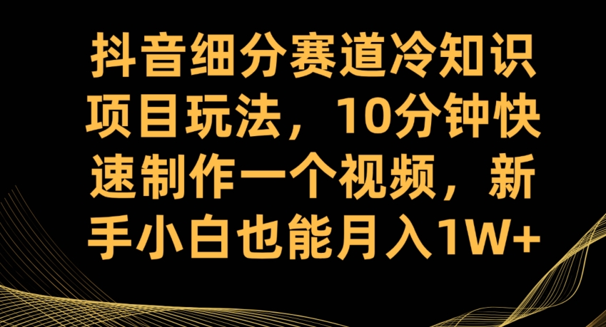 抖音细分赛道冷知识项目玩法，10分钟快速制作一个视频，新手小白也能月入1W+【揭秘】-学习资源库